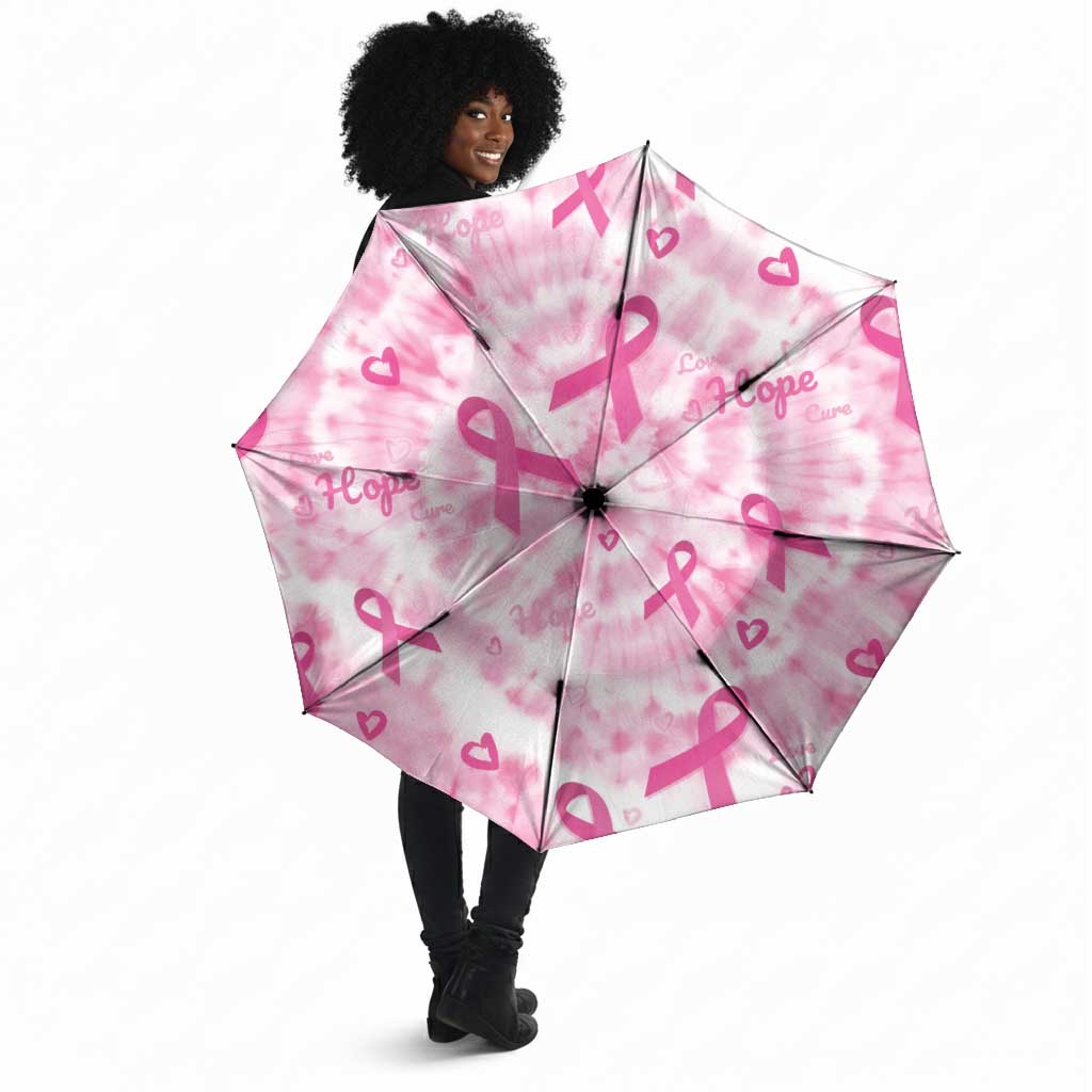 Breast Cancer Awareness Pink Ribbon Umbrella Tie Dye Style