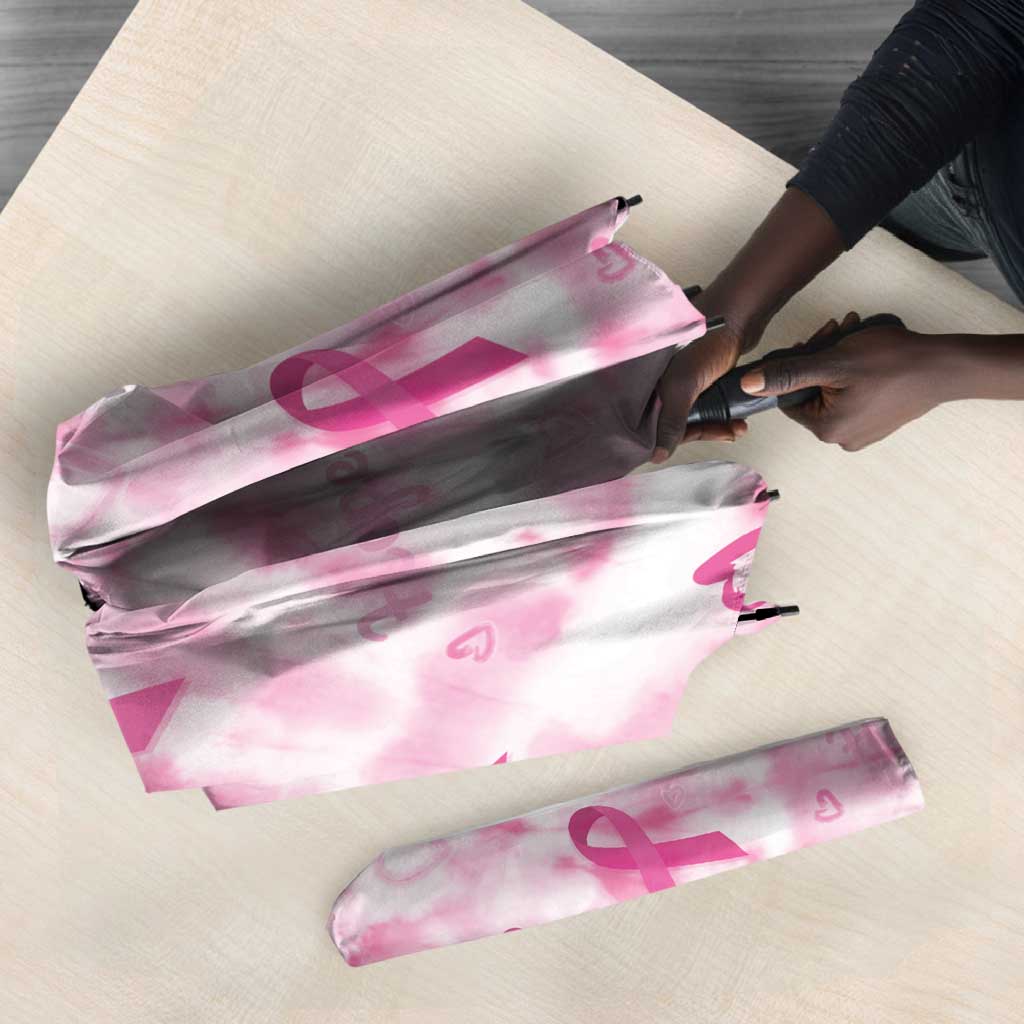 Breast Cancer Awareness Pink Ribbon Umbrella Tie Dye Style