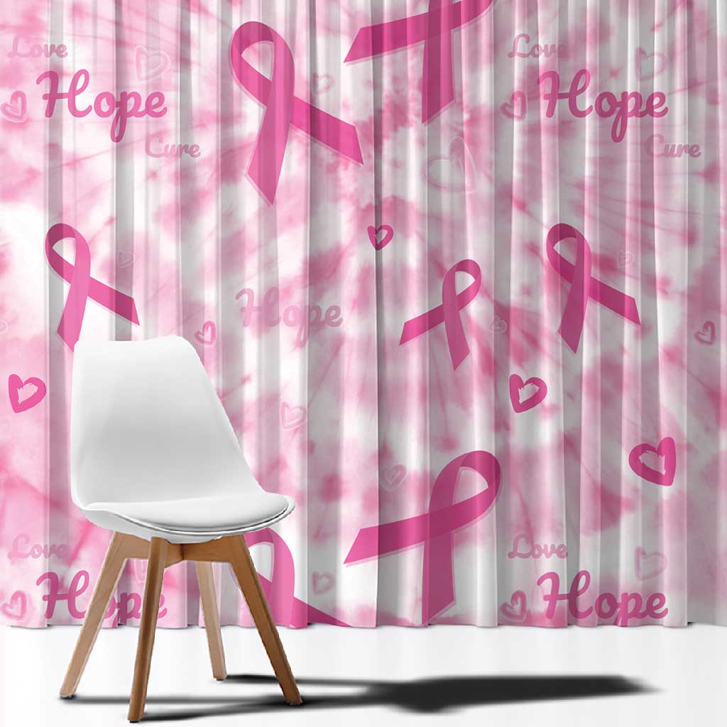 Pink Ribbon With Tie Dye Window Curtain Breast Cancer Awareness - African Pride