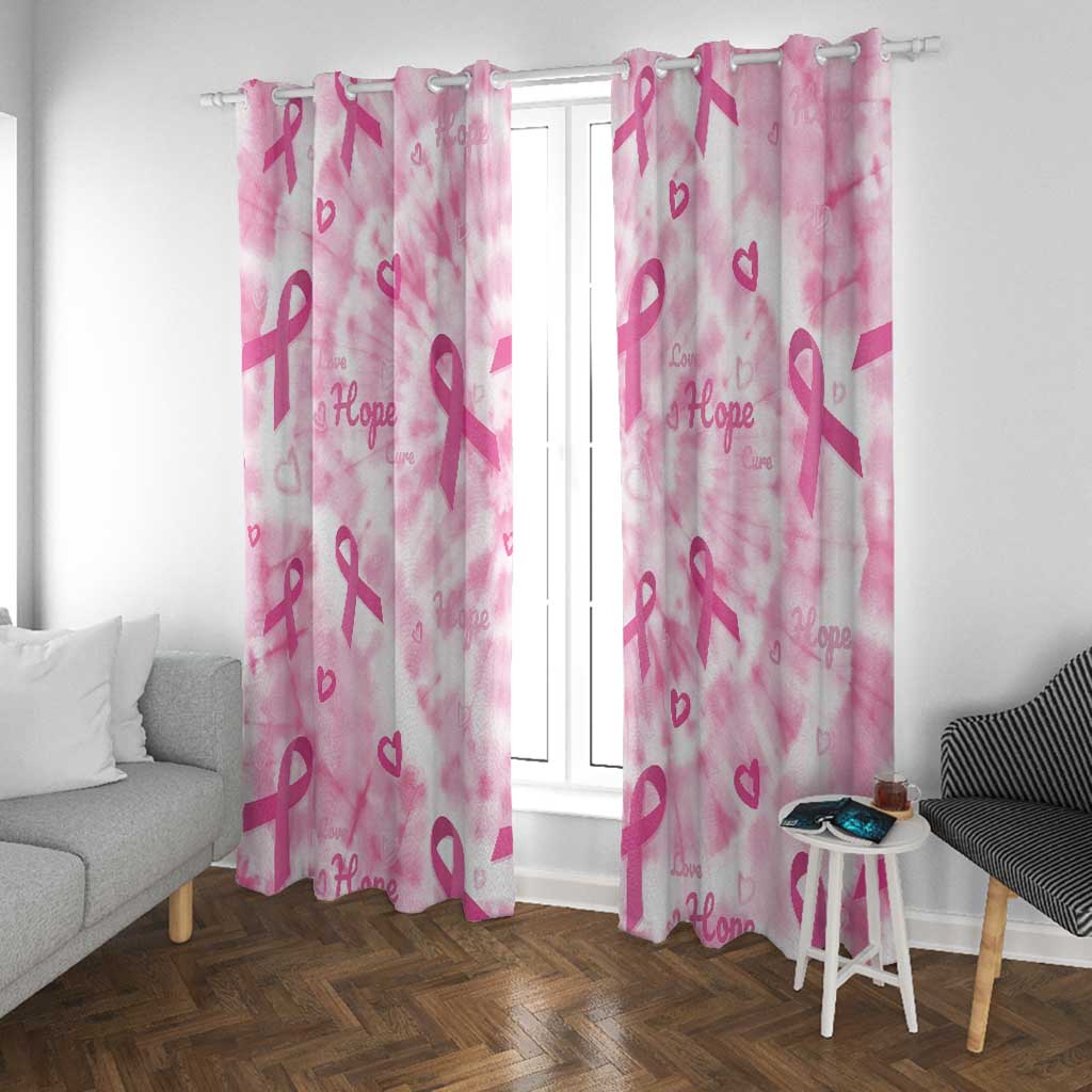 Pink Ribbon With Tie Dye Window Curtain Breast Cancer Awareness - African Pride