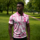 Breast Cancer Awareness Pink Ribbon Zipper Polo Shirt Tie Dye Style