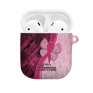 Breast Cancer Awareness AirPods Case Party Like A Survivor - Pink African Pattern