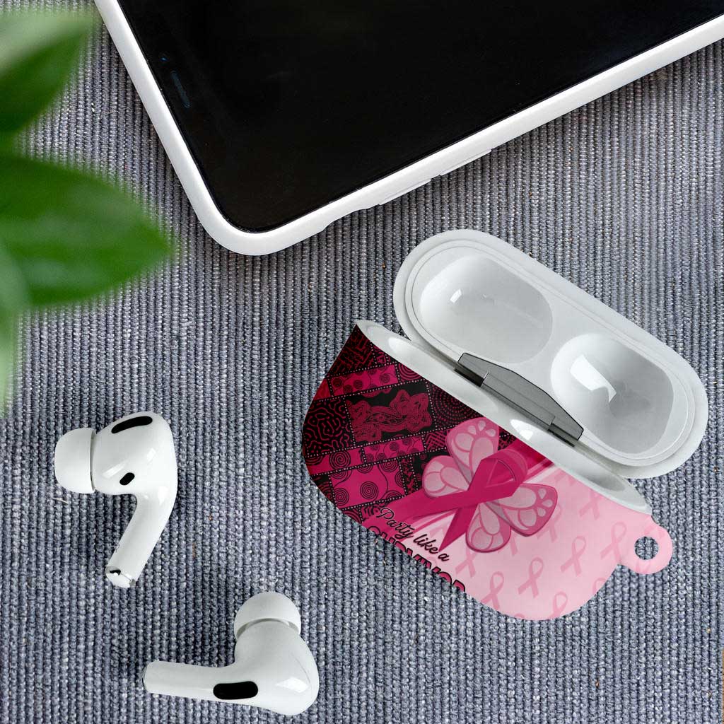 Breast Cancer Awareness AirPods Case Party Like A Survivor - Pink African Pattern