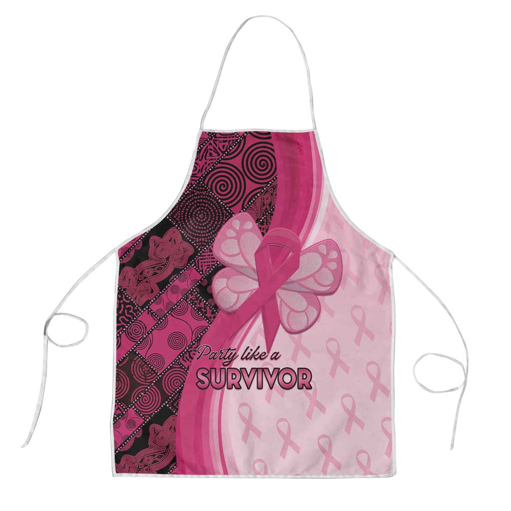 Breast Cancer Awareness Apron Party Like A Survivor - Pink African Pattern