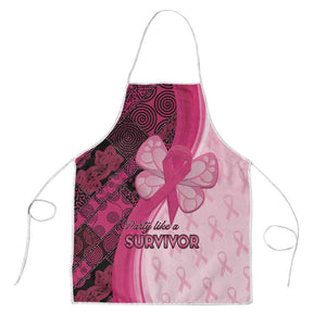 Breast Cancer Awareness Apron Party Like A Survivor - Pink African Pattern