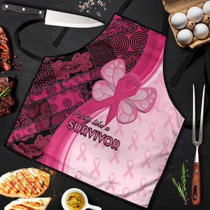 Breast Cancer Awareness Apron Party Like A Survivor - Pink African Pattern