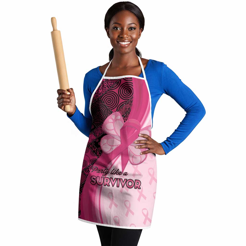 Breast Cancer Awareness Apron Party Like A Survivor - Pink African Pattern