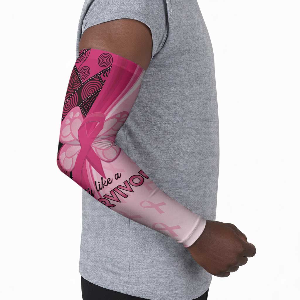 Breast Cancer Awareness Arm Sleeves Party Like A Survivor - Pink African Pattern