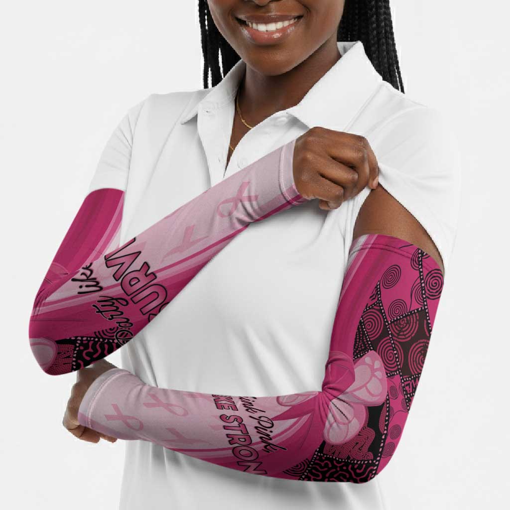 Breast Cancer Awareness Arm Sleeves Party Like A Survivor - Pink African Pattern
