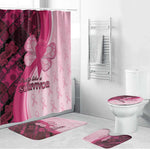 Breast Cancer Awareness Bathroom Set Party Like A Survivor - Pink African Pattern