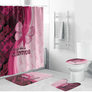 Breast Cancer Awareness Bathroom Set Party Like A Survivor - Pink African Pattern