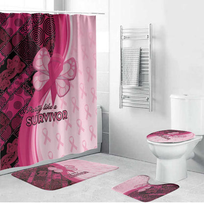 Breast Cancer Awareness Bathroom Set Party Like A Survivor - Pink African Pattern