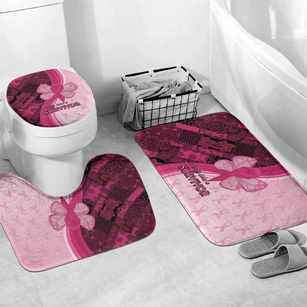 Breast Cancer Awareness Bathroom Set Party Like A Survivor - Pink African Pattern