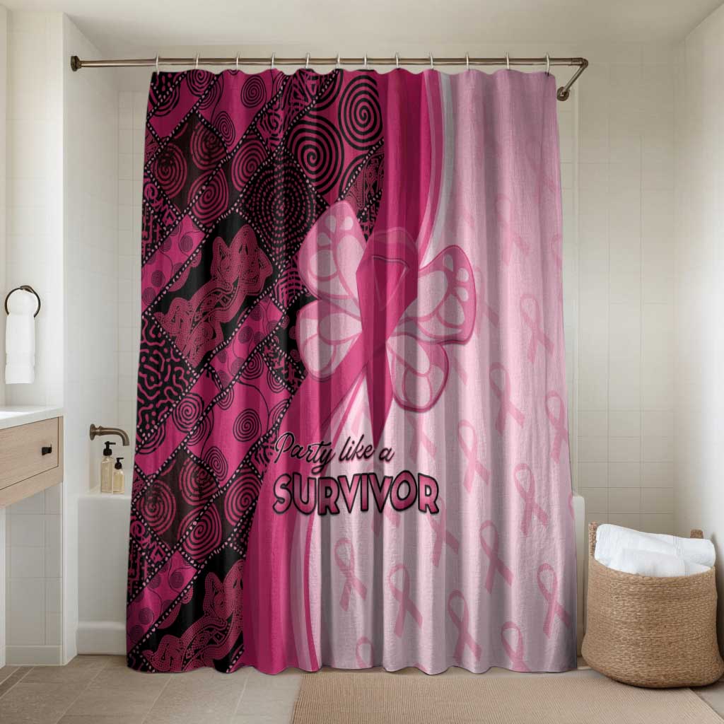 Breast Cancer Awareness Bathroom Set Party Like A Survivor - Pink African Pattern