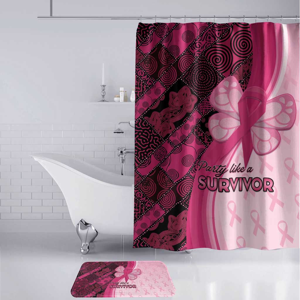 Breast Cancer Awareness Bathroom Set Party Like A Survivor - Pink African Pattern