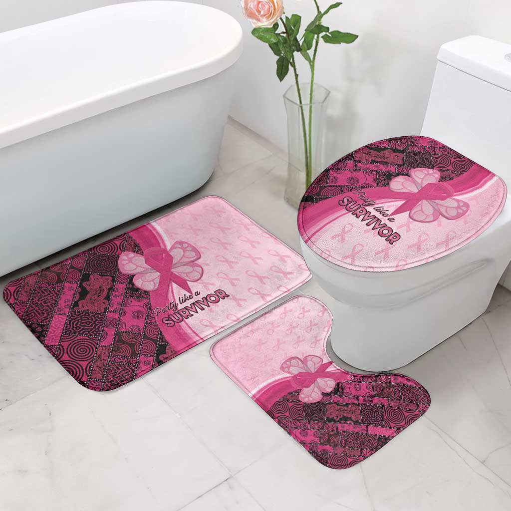 Breast Cancer Awareness Bathroom Set Party Like A Survivor - Pink African Pattern