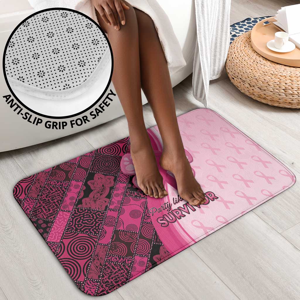 Breast Cancer Awareness Bathroom Set Party Like A Survivor - Pink African Pattern