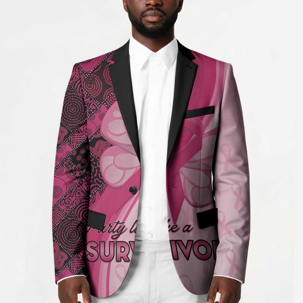 Breast Cancer Awareness Blazer Party Like A Survivor - Pink African Pattern