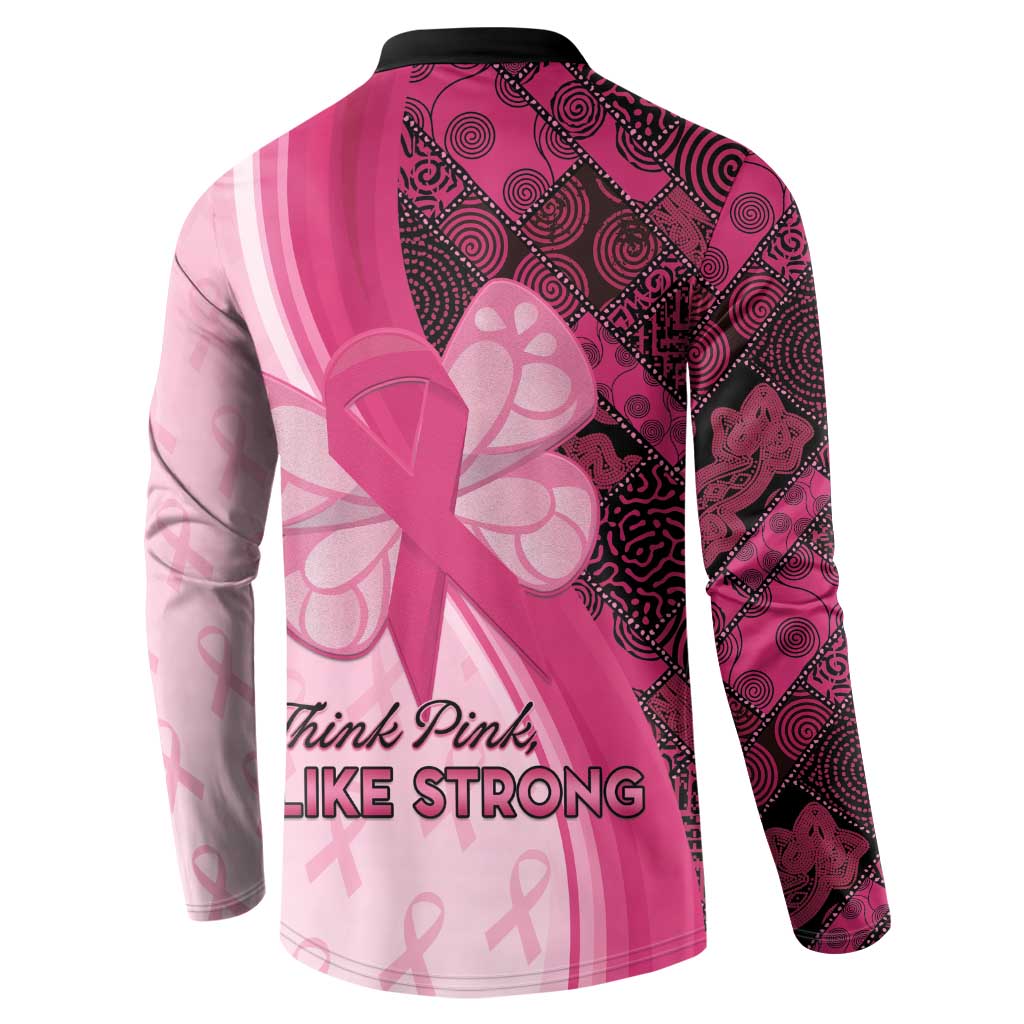Breast Cancer Awareness Button Sweatshirt Party Like A Survivor - Pink African Pattern