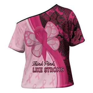 Breast Cancer Awareness Cross Shoulder Shirt Party Like A Survivor - Pink African Pattern