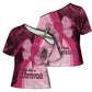 Breast Cancer Awareness Cross Shoulder Shirt Party Like A Survivor - Pink African Pattern