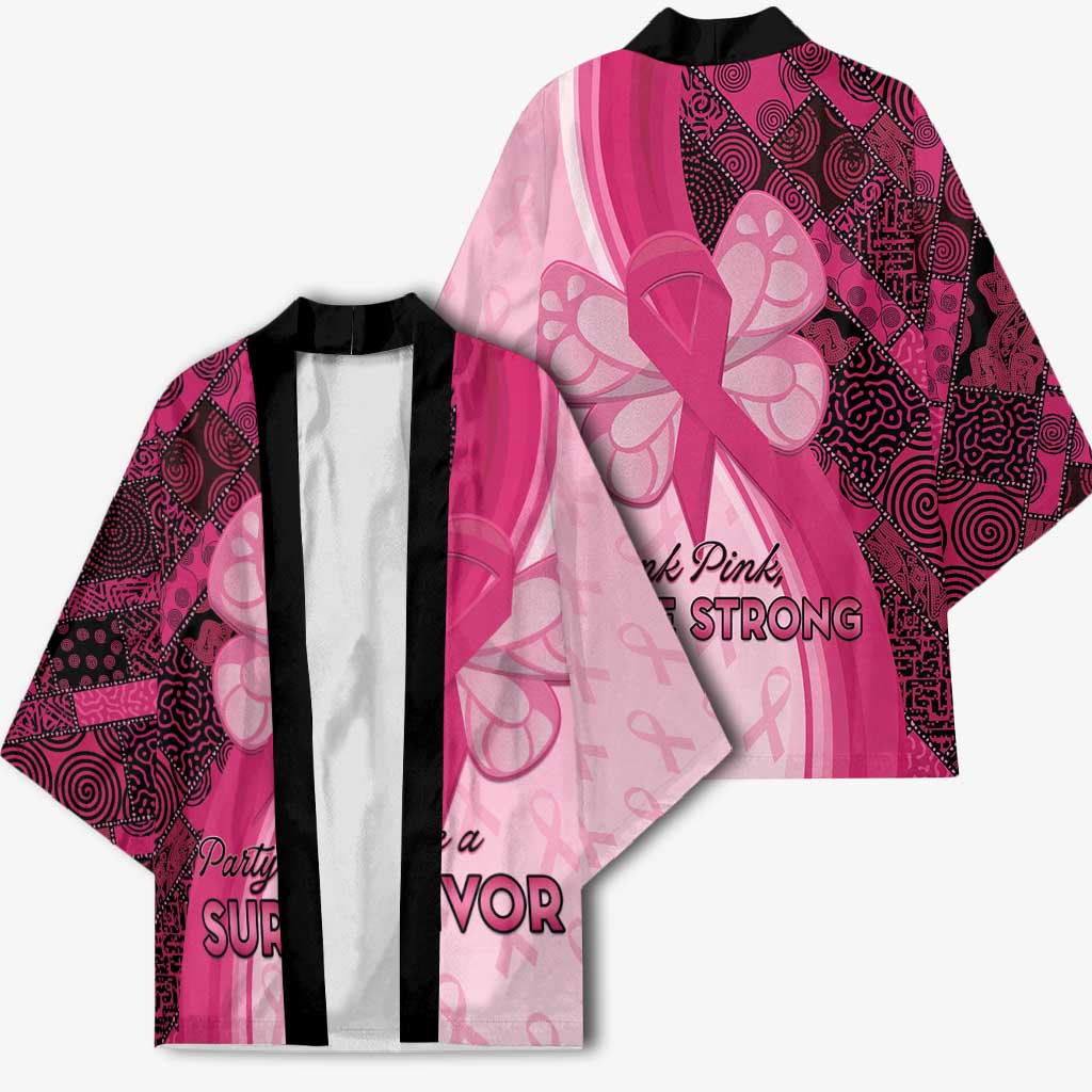 Breast Cancer Awareness Kimono Party Like A Survivor - Pink African Pattern