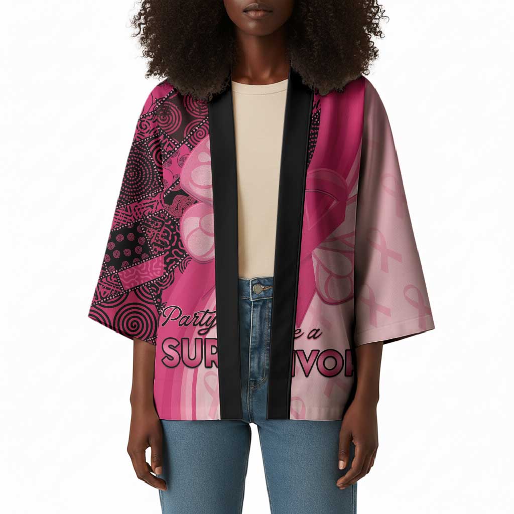 Breast Cancer Awareness Kimono Party Like A Survivor - Pink African Pattern