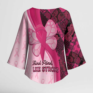 Breast Cancer Awareness Kimono Sleeve Blouse Party Like A Survivor - Pink African Pattern