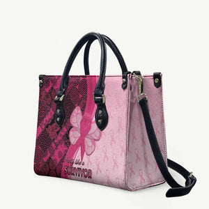 Breast Cancer Awareness Leather Bag Party Like A Survivor - Pink African Pattern