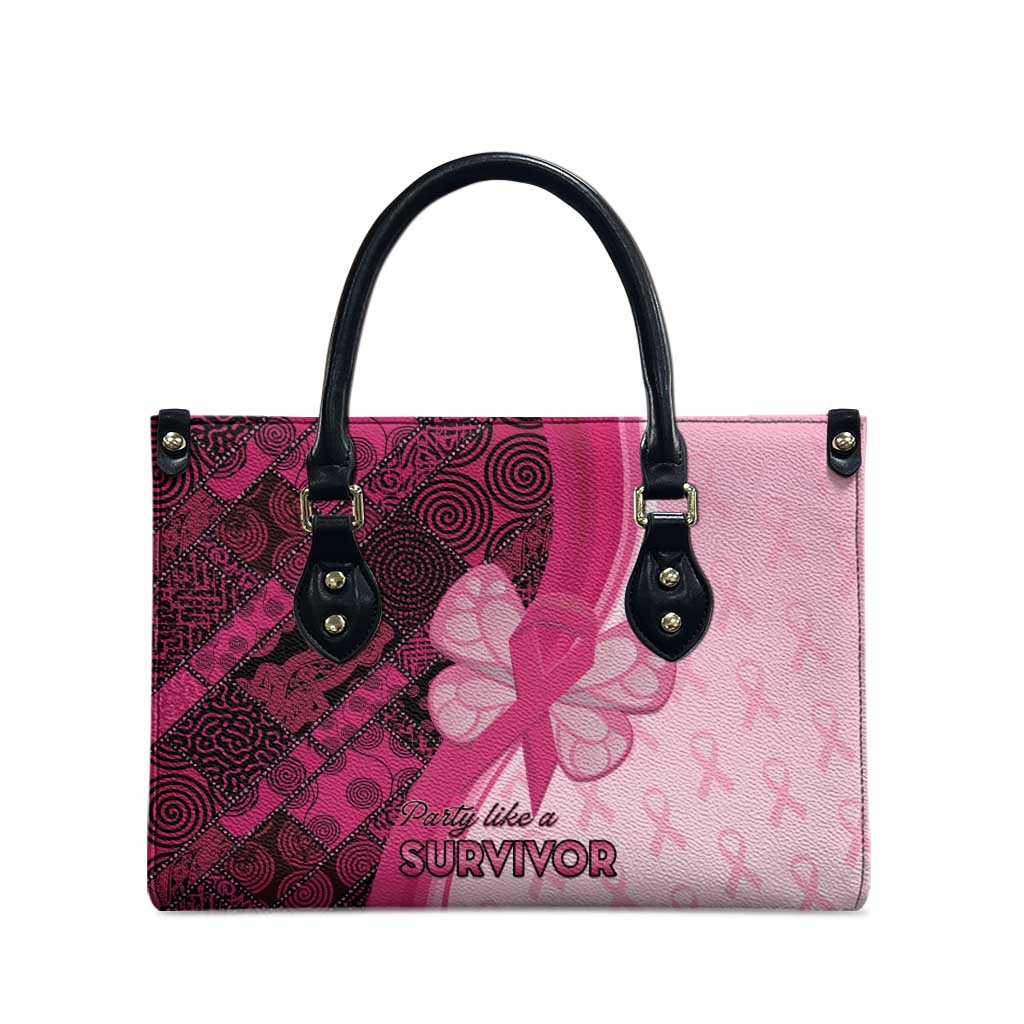 Breast Cancer Awareness Leather Bag Party Like A Survivor - Pink African Pattern