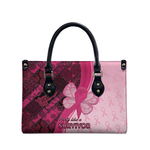 Breast Cancer Awareness Leather Bag Party Like A Survivor - Pink African Pattern