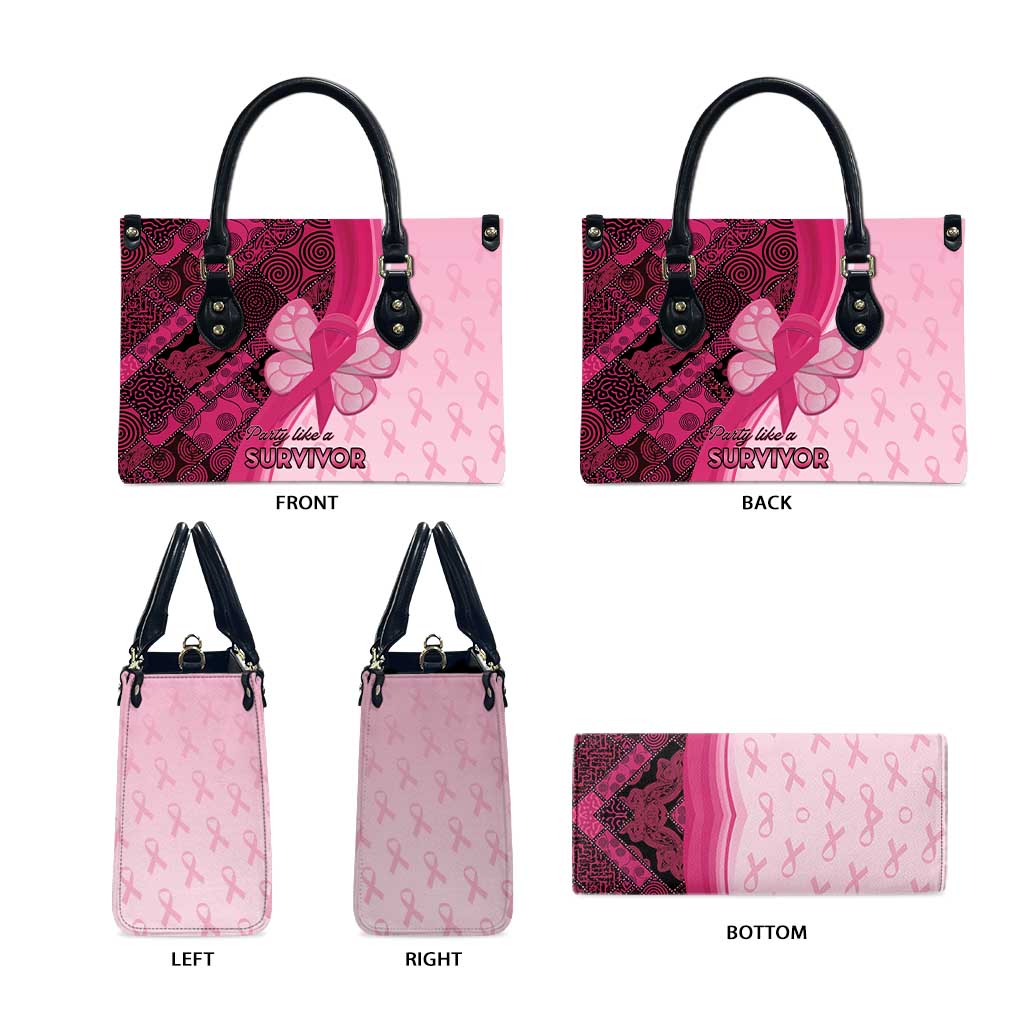 Breast Cancer Awareness Leather Bag Party Like A Survivor - Pink African Pattern