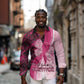 Breast Cancer Awareness Long Sleeve Button Shirt Think Pink - African Pattern - African Pride