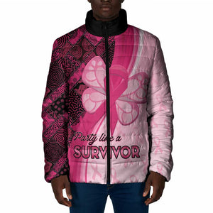 Breast Cancer Awareness Padded Jacket Party Like A Survivor - Pink African Pattern