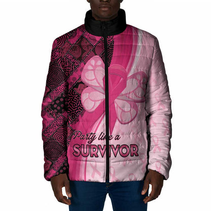 Breast Cancer Awareness Padded Jacket Party Like A Survivor - Pink African Pattern