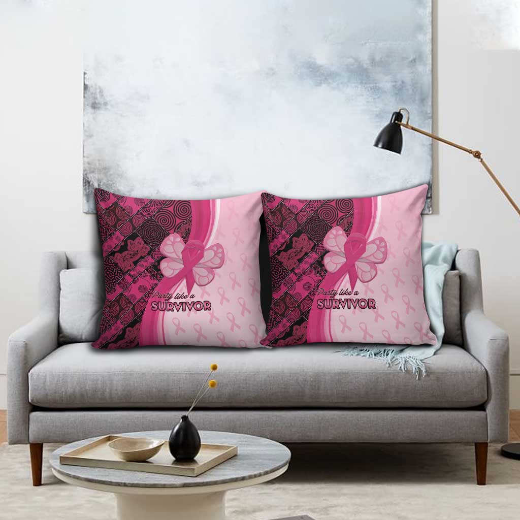Breast Cancer Awareness Pillow Cover Party Like A Survivor - Pink African Pattern
