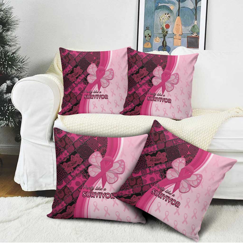 Breast Cancer Awareness Pillow Cover Party Like A Survivor - Pink African Pattern