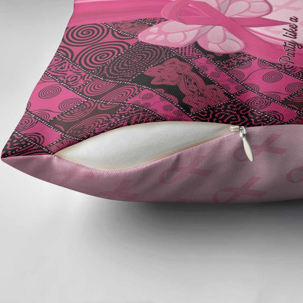 Breast Cancer Awareness Pillow Cover Party Like A Survivor - Pink African Pattern