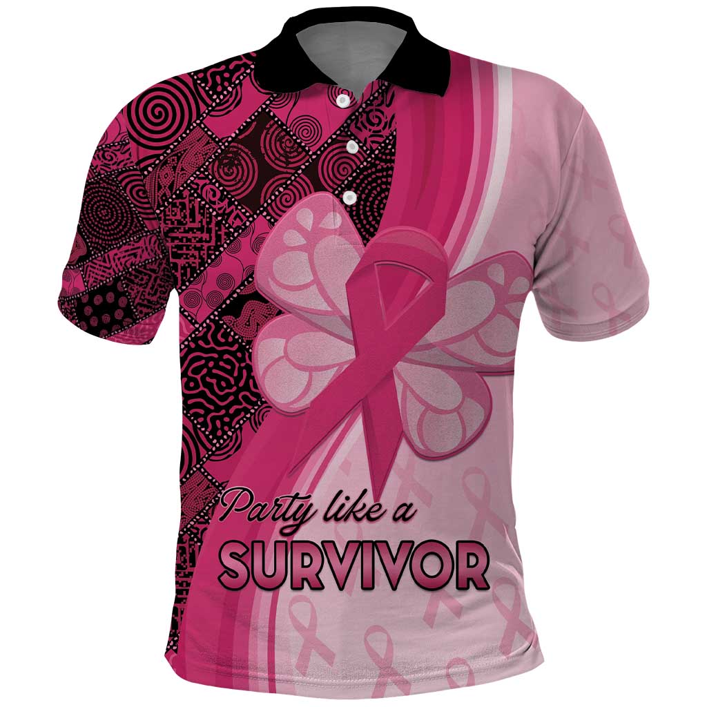 Breast Cancer Awareness Polo Shirt Think Pink - African Pattern - African Pride