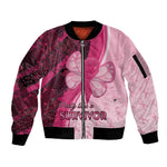 Breast Cancer Awareness Sleeve Zip Bomber Jacket Think Pink - African Pattern - African Pride