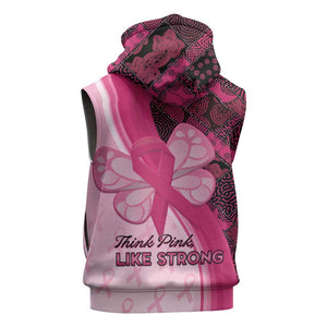 Breast Cancer Awareness Sleeveless Hoodie Think Pink - African Pattern - African Pride
