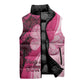 Breast Cancer Awareness Sleeveless Puffer Jacket Party Like A Survivor - Pink African Pattern