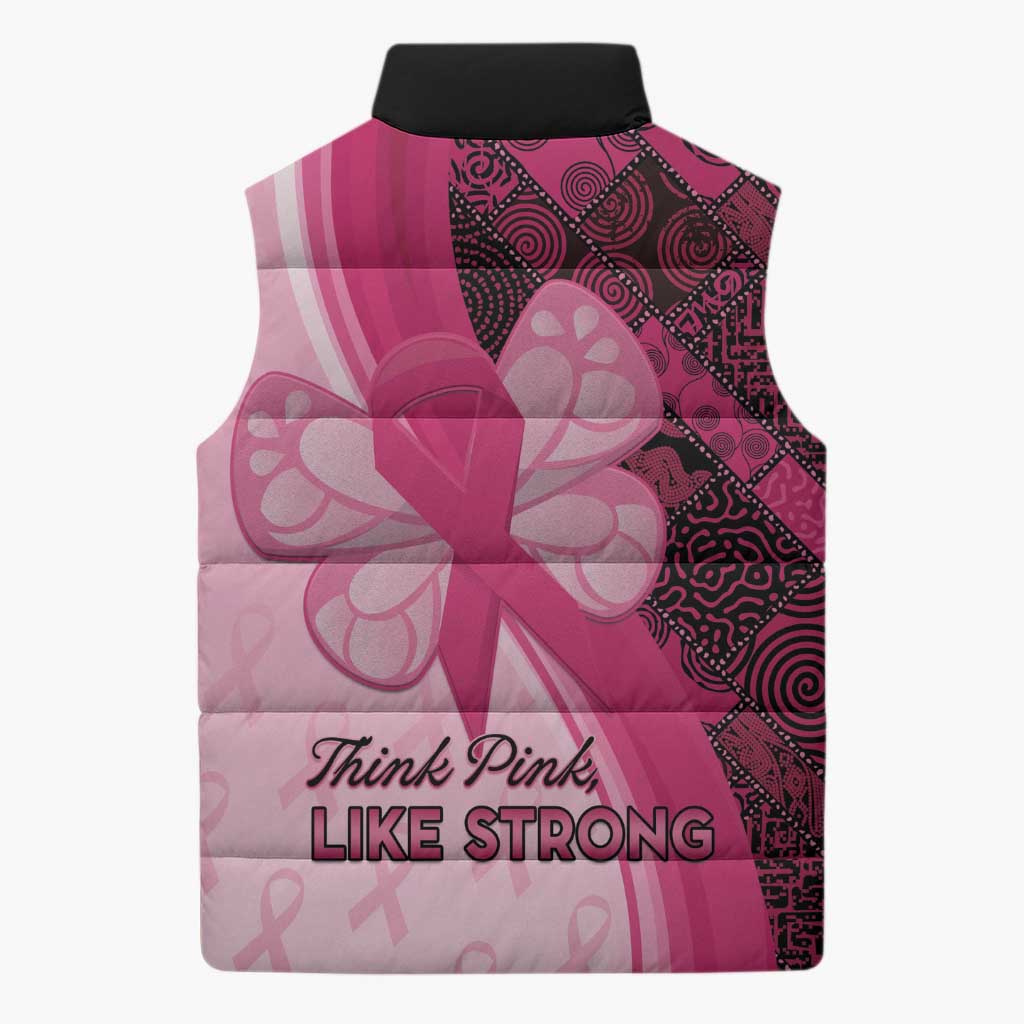 Breast Cancer Awareness Sleeveless Puffer Jacket Party Like A Survivor - Pink African Pattern