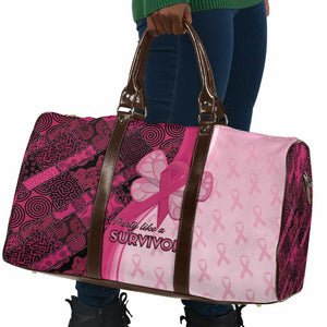 Breast Cancer Awareness Travel Bag Party Like A Survivor - Pink African Pattern