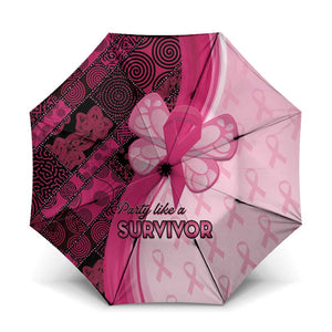 Breast Cancer Awareness Umbrella Party Like A Survivor - Pink African Pattern