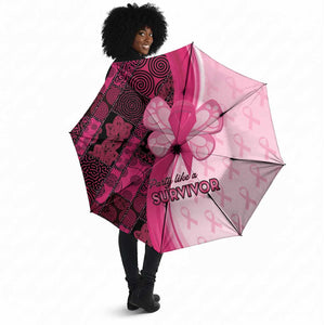 Breast Cancer Awareness Umbrella Party Like A Survivor - Pink African Pattern