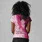 Breast Cancer Awareness Women V-Neck T-Shirt Think Pink - African Pattern - African Pride