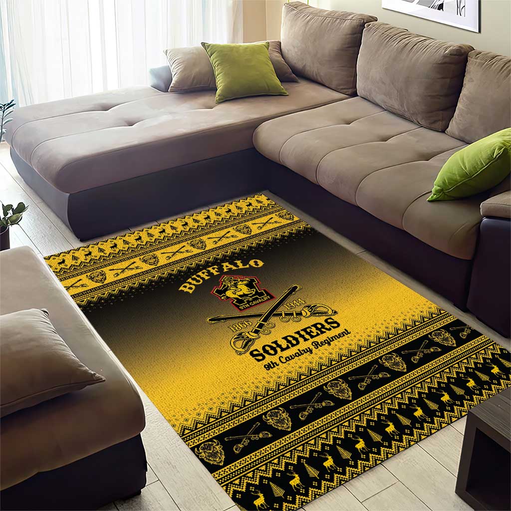 Afro Christmas Buffalo Soldiers Area Rug 9th Cavalry Regiment - African Pride