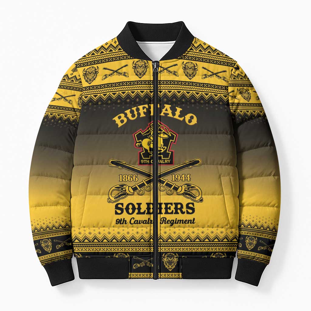Buffalo Soldiers Christmas Bomber Puffer Jacket 9th Cavalry Regiment