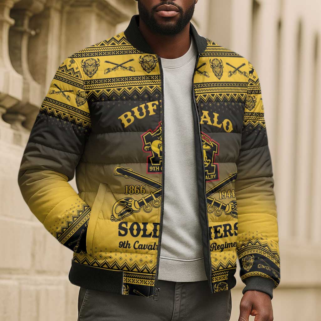Buffalo Soldiers Christmas Bomber Puffer Jacket 9th Cavalry Regiment